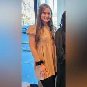 Beige Cute Mini Dress